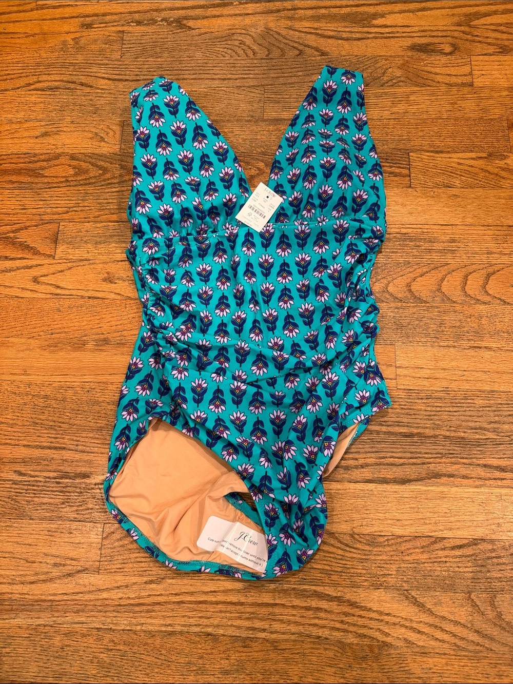 J. Crew Factory Women’s Ruched Plunge One-Piece Swimsuit - Large